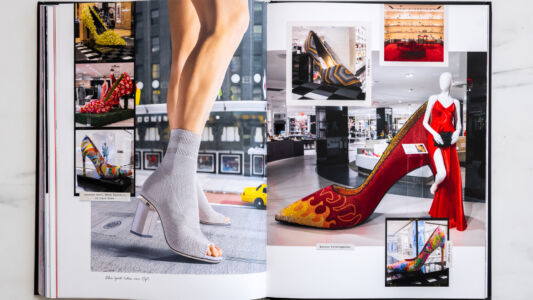 The cover of the book.
(Stn y,fashion, woman, shopping, girl, people, footwear, model, sexy, wear, editorial, winter, glamour, stock, Christmas, shop, elegant, indoors, street, contemporary, foot)